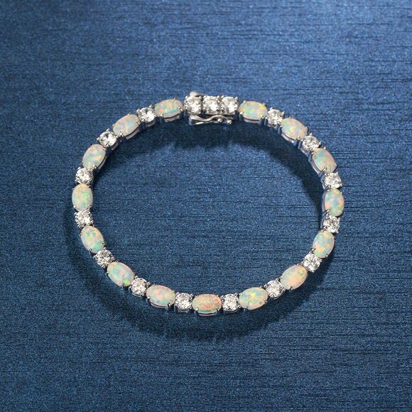 Birthstone Bracelets Sterling Silver Tennis Bracelets Charm Fine Jewelry Birthda - Picture 3 of 8